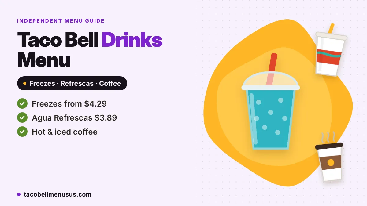 Taco Bell drinks menu with Baja Blast, Freeze and Refresca prices
