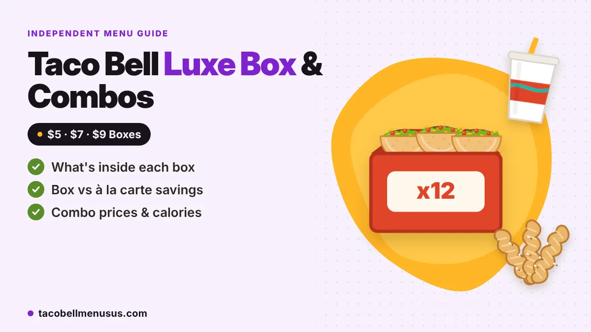 Taco Bell Luxe Box $5, $7 and $9 contents and prices infographic